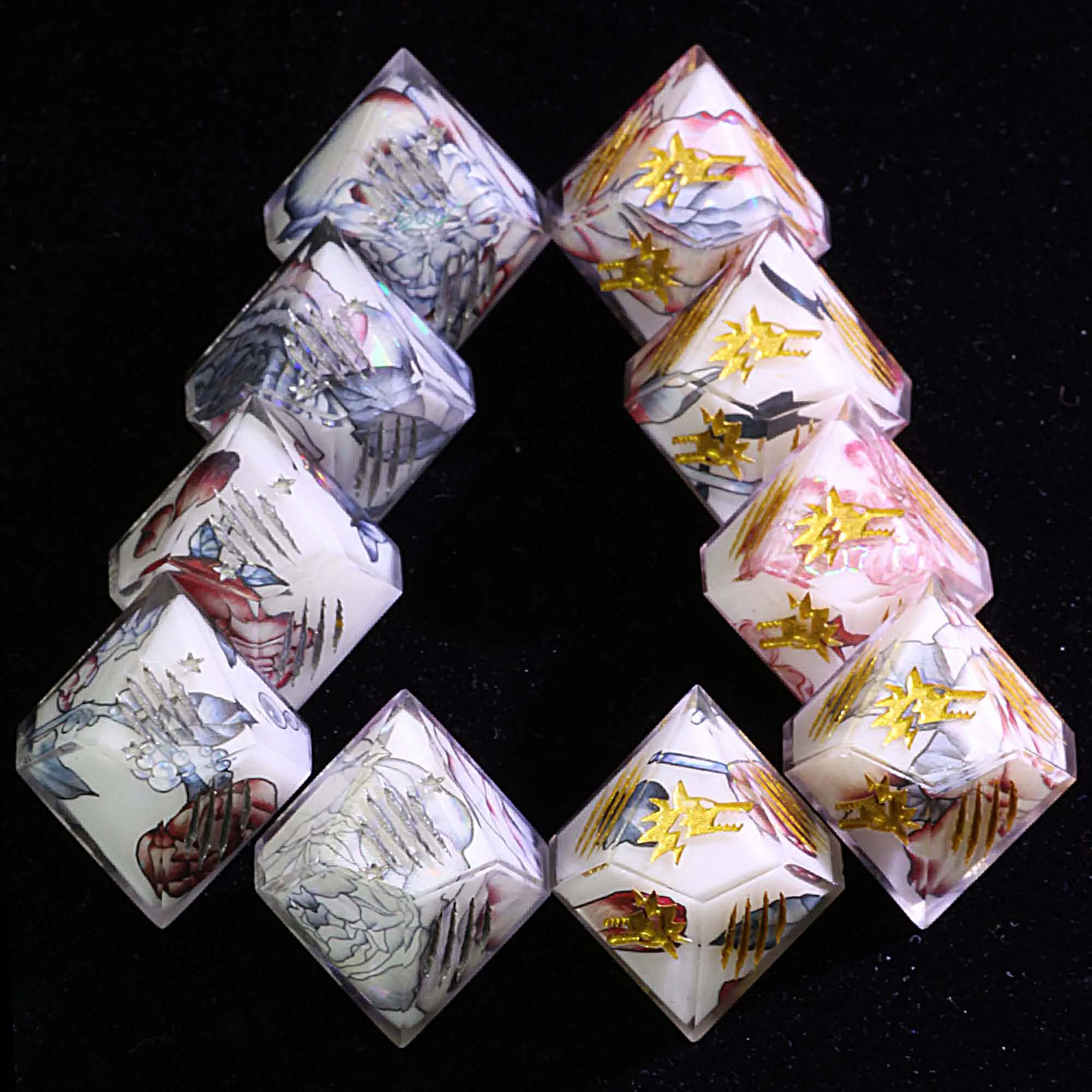 

15 Polyhedral Resin Dice Set WtA WoD Red Rose