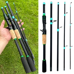 GHOTDA Carbon Fishing Rod Spinning Casting 1.8m/2.1m Portable Travel Rod Lure Fishing Rods Surfcasting Shore Pole  4-5 Sections