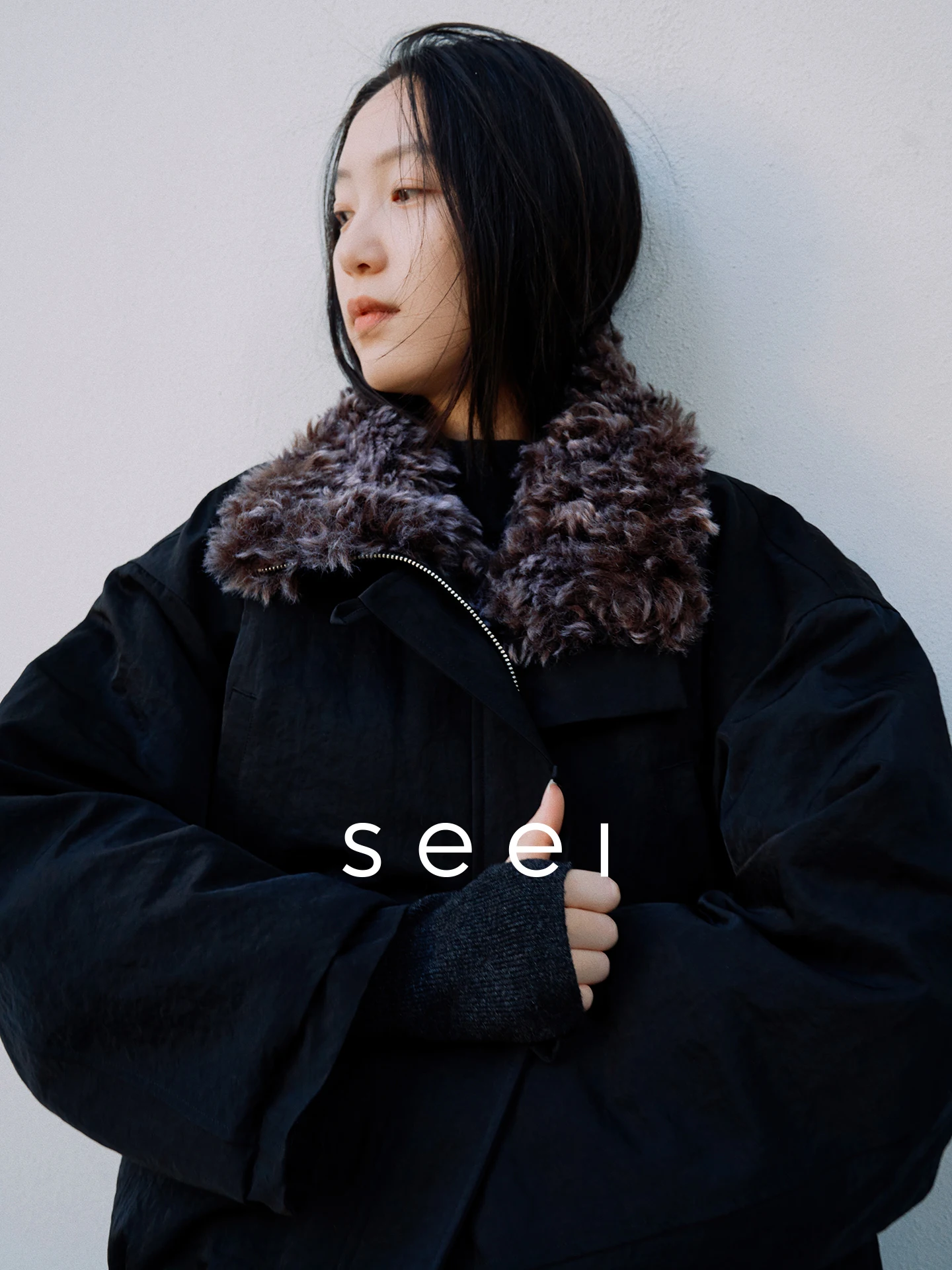 

Thiened Full Wool Filling Pilot Jaet Women's Winter Cotton Clothes oulder Drop Sug All Wool Fur Collar Multi-Way Wear