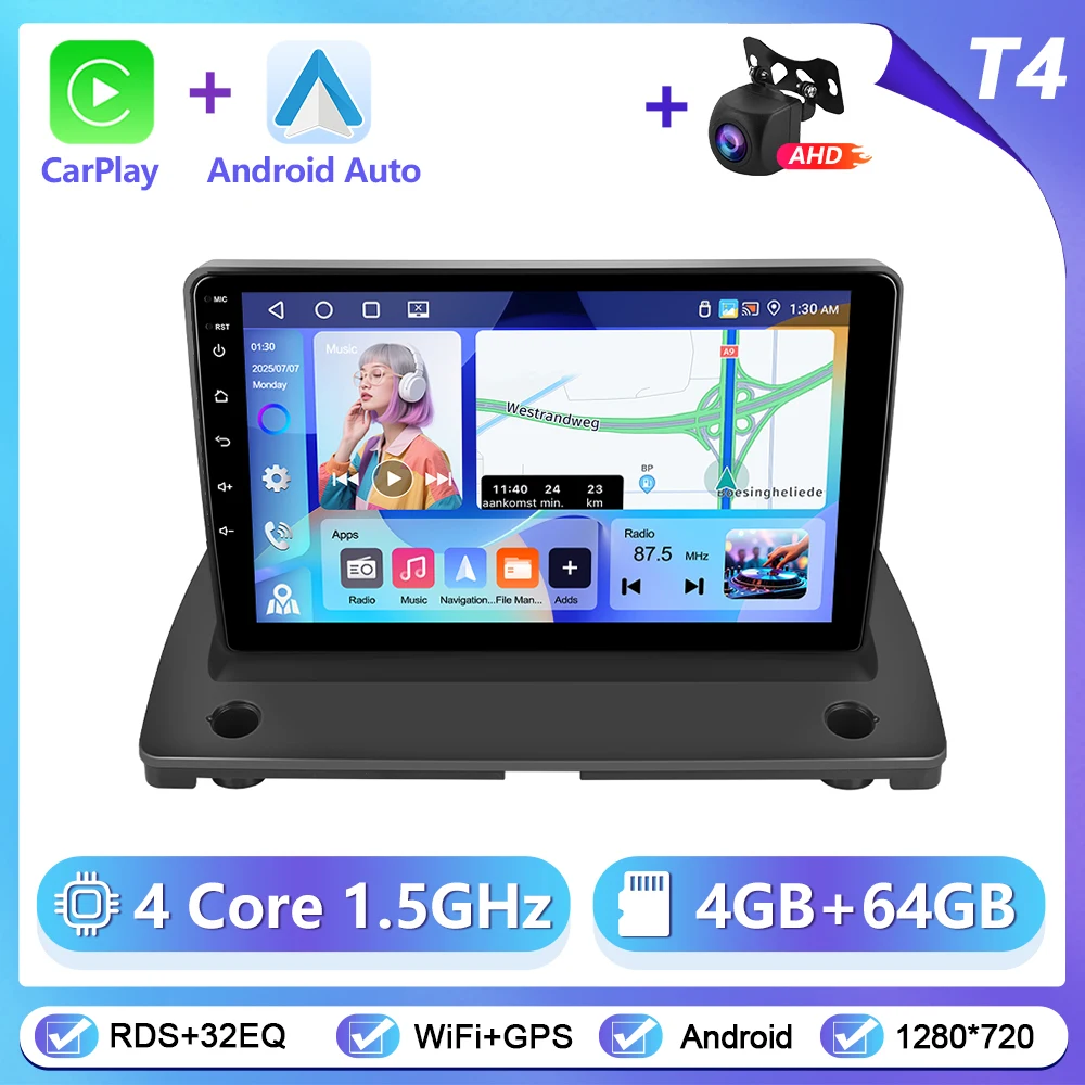 Podofo Draadloze CarPlay Android Auto Autoradio voor VOLVO XC90 2004-2013 GPS Navigatie 2Din Multimedia Autoradio stereo