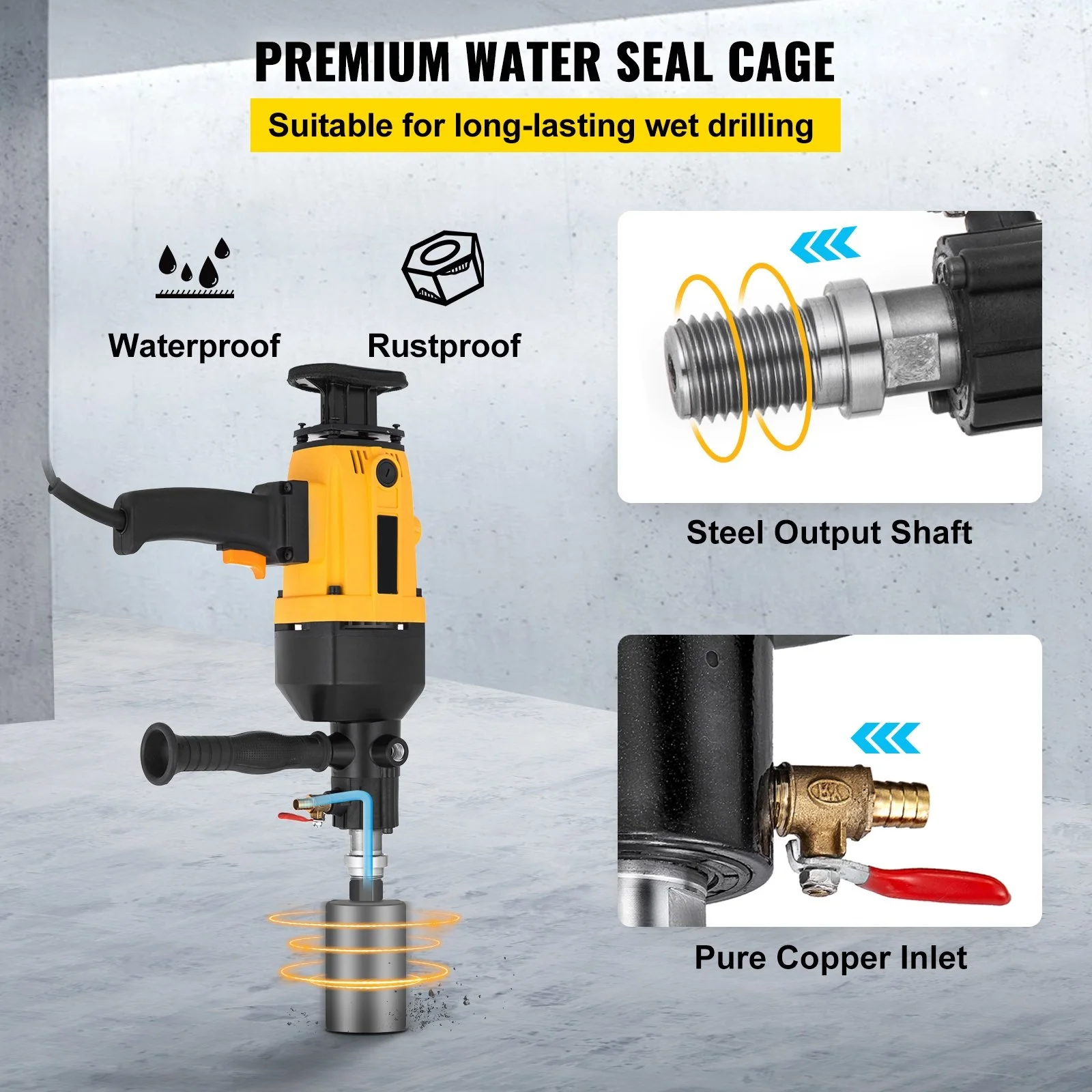 160MM Diamond Core Drilling Machine 2180W Diamond Percussion Core Drill Wet & Dry Handheld Diamond Core Drill  Concrete Drilling