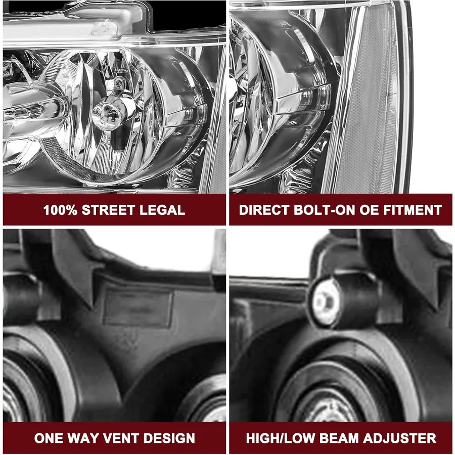 مجموعة المصابيح الأمامية مع استبدال المصابيح لسيارة تشيفي تاهو سوبربان أفالانش للسائق وغطاء كروم جانبي للركاب #5