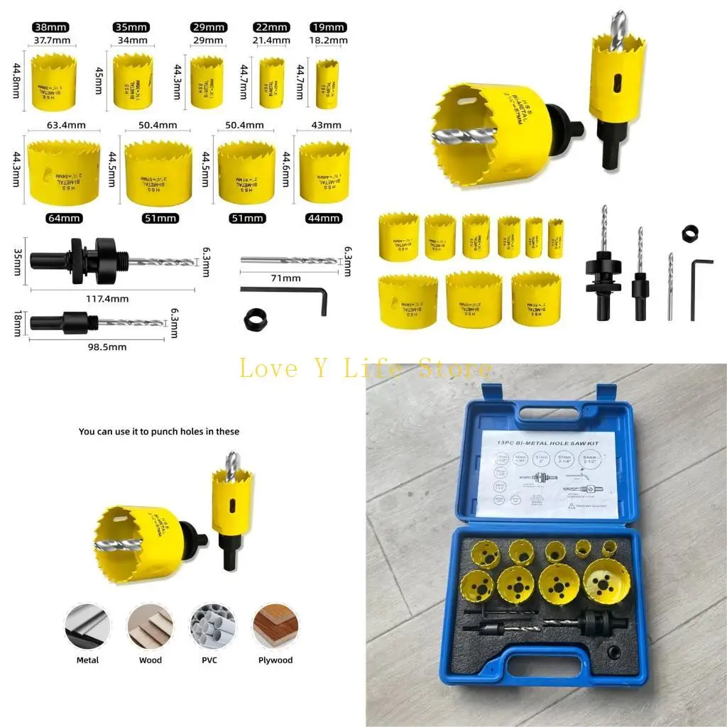 

L74C Dopling Drilling Toolkit для деревообработки и ремонта дома имеет размер нескольких битов