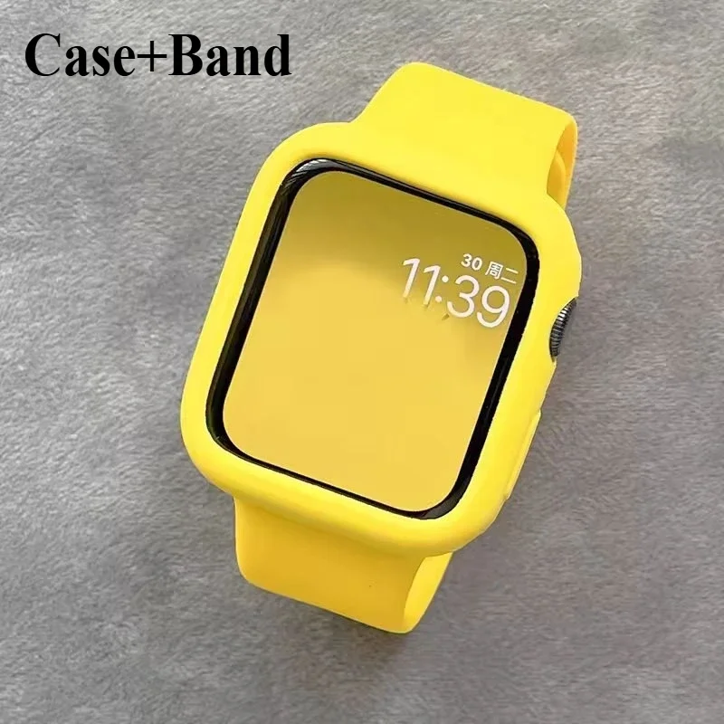 حافظة + حزام لساعة أبل 46 مللي متر 44 مللي متر 40 مللي متر 45 مللي متر 41 49 مللي متر 42 مللي متر سيليكون الرياضة سوار iWatch series10 8 9 7 6 5 4 3 SE حزام