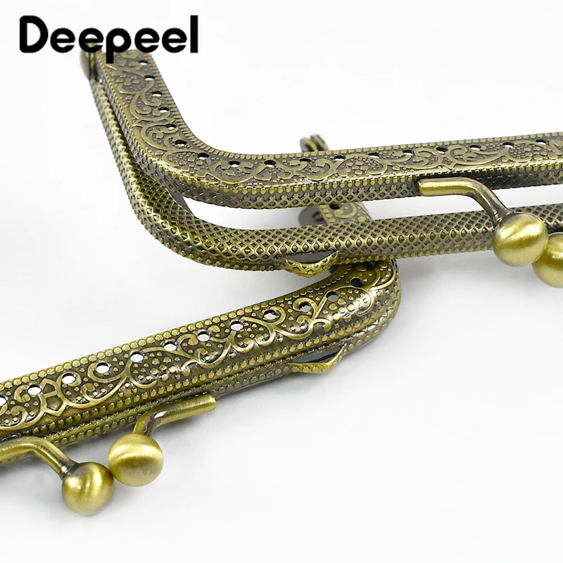 5 adet Deepeel 6-20cm Metal kabartmalı çanta sapları çanta çerçeve öpücük toka bronz kare saplı çanta dikiş parantez DIY aksesuarları