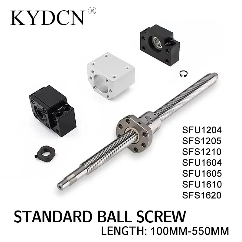 SFU1204 SFU1604 Ball screw Length 100-550mm nut nut seat plus BK10/12BF10/12 support seat ball screw set