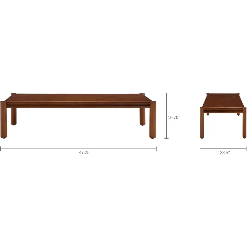 Couchtisch, Mid-Century Modern Couchtisch für Wohnzimmer, rechteckiger Couchtisch aus Walnussholz, 1 Stück