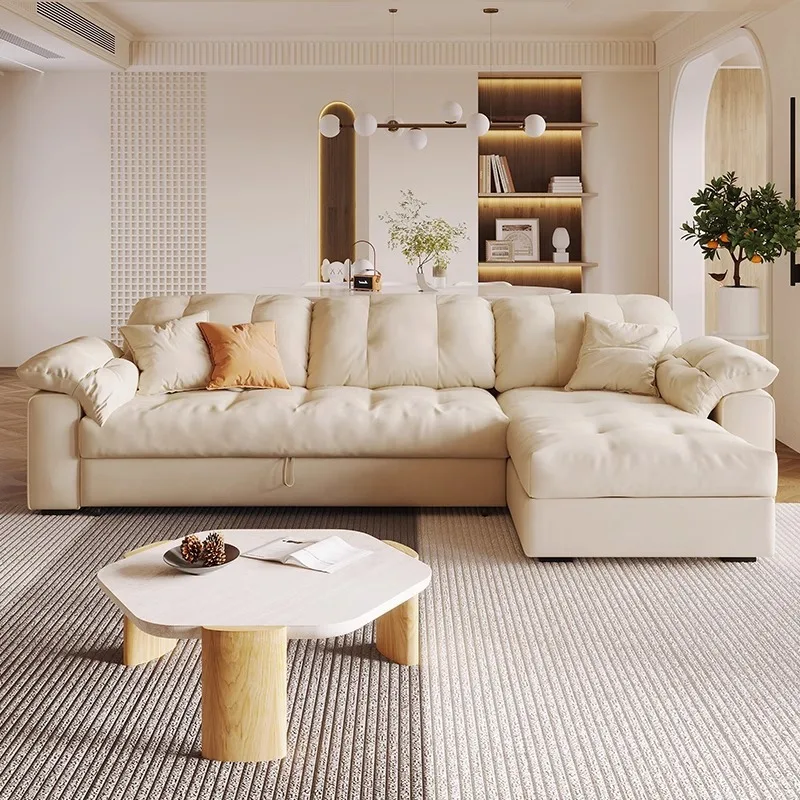 Cream wind living room princess storage cloud cloth sofa variable bed