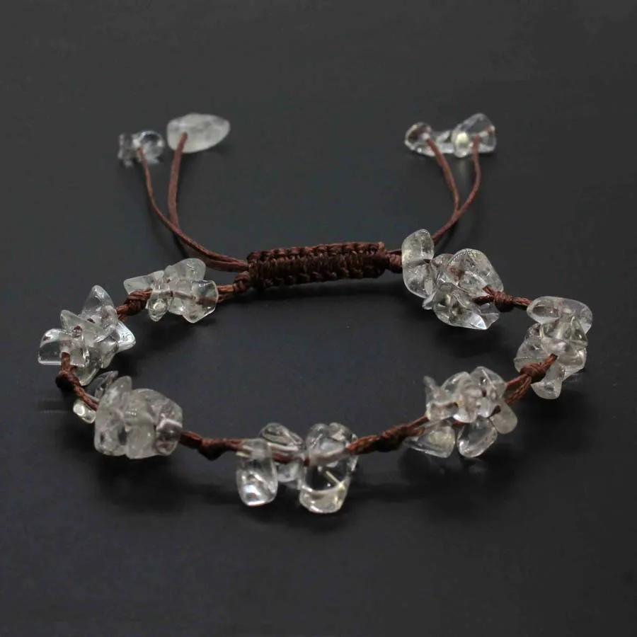 Macrame Crystal Chip Stone Braided Bracelet, Adjustable