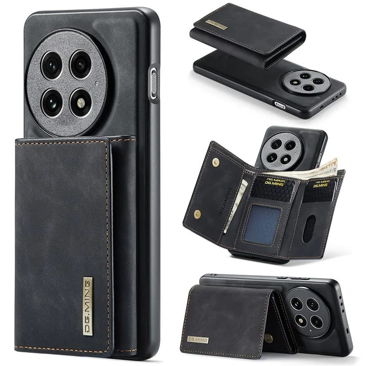 

DG.MING M1 Series for OnePlus 13 Case Kickstand PU Phone Cover with Detachable Wallet - Black