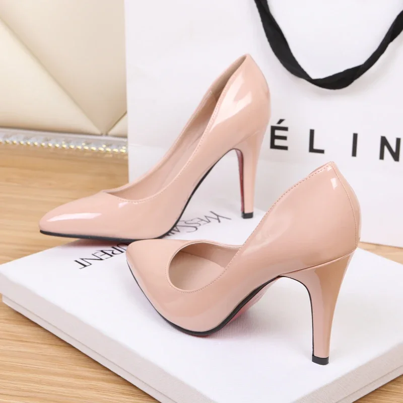 Sexy Patent Leather High Heels 10 Cm Thin Heels White Dress Party Pumps 2024 Autumn New Fashion Single Shoe Elegant Womens Shoes