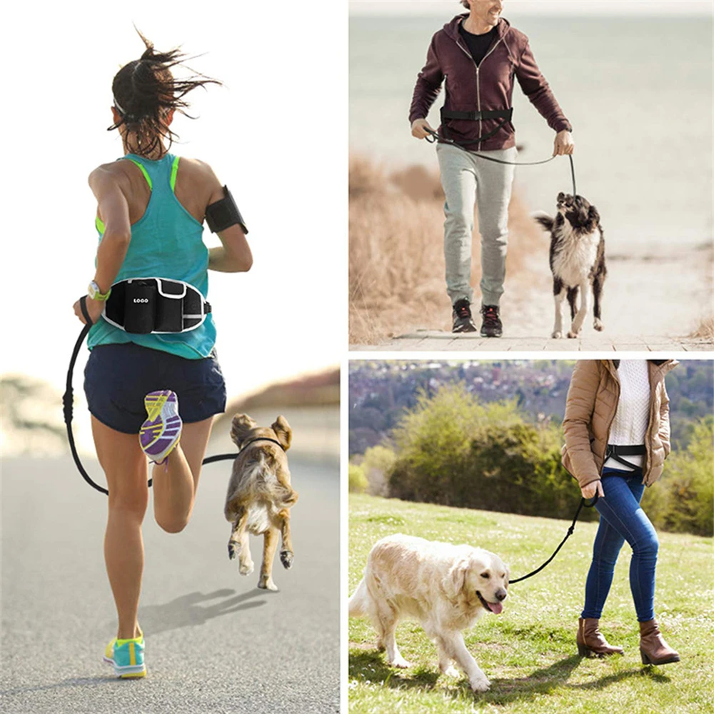 FANSWAN Sac banane multifonction pour chien longue laisse pour course à pied, jogging, sac banane de sport multifonctionnel