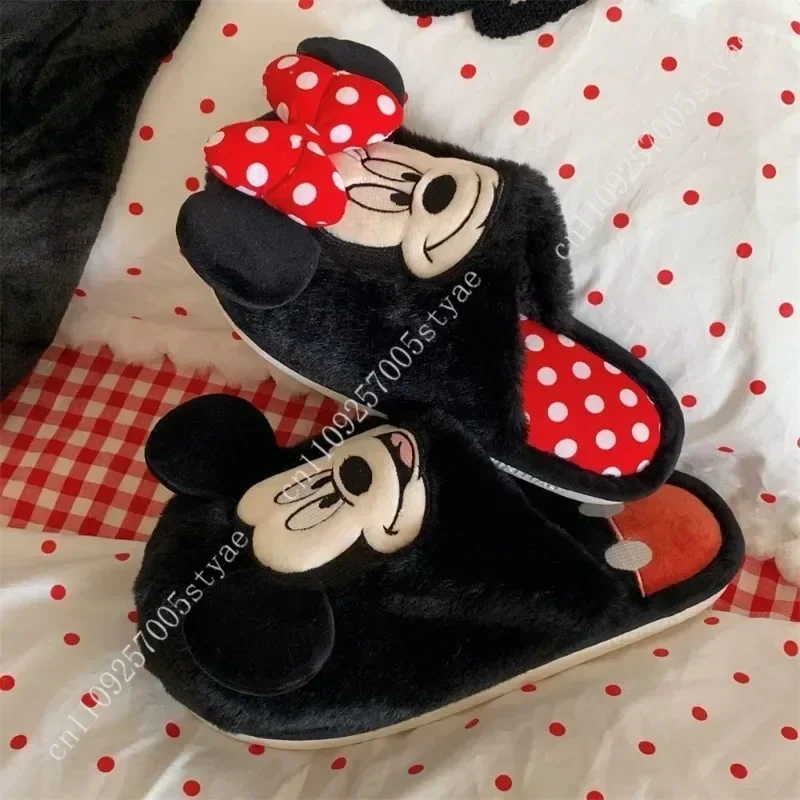 شباشب ميكي ميني ماوس أحذية ديزني كارتونية شتوية قطيفة مضادة للانزلاق وناعمة لتزيين الحفلات والعطلات هدية أحذية قطنية #3