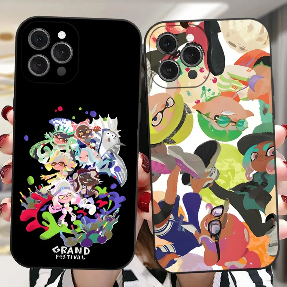 

S-SplatoonS Game Phone Case For iPhone 16,15,14,13,12,11 Plus,Pro,Max,XR,XS,X,7,8 Plus,SE,Mini Silicone Soft