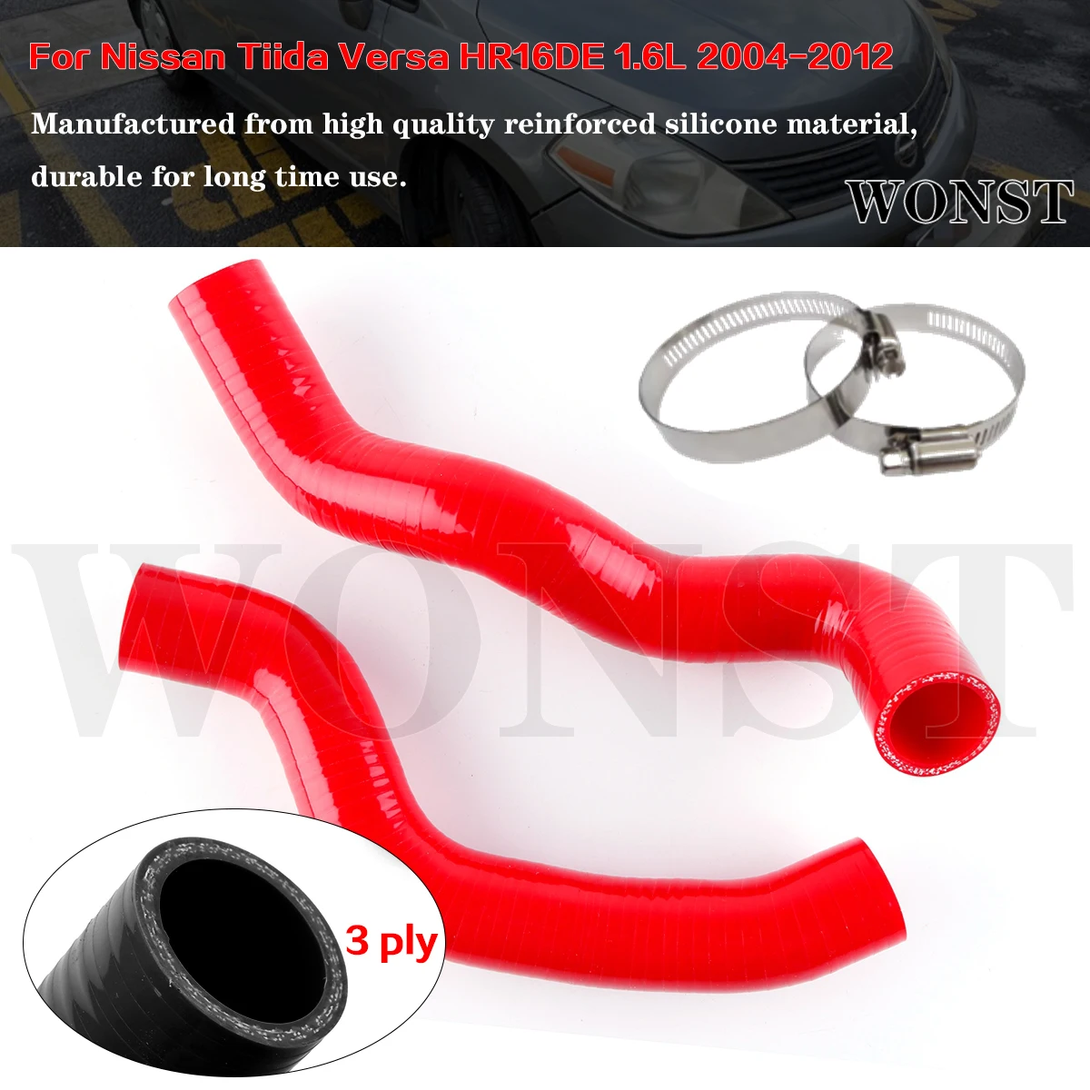 

For 2004-2012 Nissan Tiida Versa HR16DE 1.6L Car Silicone Radiator Coolant Pipe Tube Hose Kit 2005 2006 2007 2008 2009 2010 2011