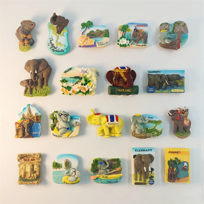 تايلاند، فوكيت، بانجكوك، الفيل، كرابي، مجسمة ثلاثية الأبعاد، هدايا تذكارية للسياحة، لوحة راتينج، ديكور منزلي، مغناطيس الثلاجة #1