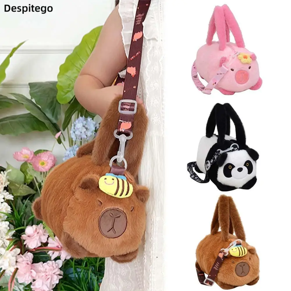 

Korean Style Cartoon Animal Handbag Capybara Bucket Bag Creative Flower Plush Doll Shoulder Bag