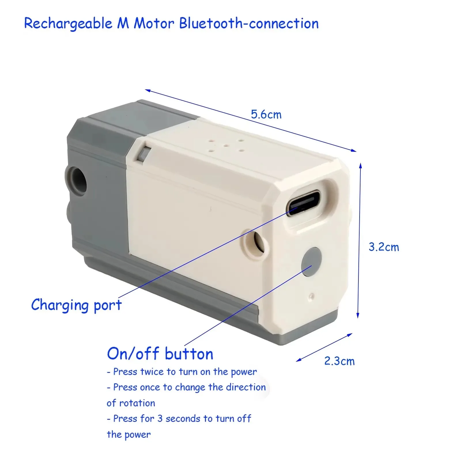 Blue-tooth Rechargeable M Motor for  Bricks 8883, APP Controlled Building Blocks Power System with Multi-Device Sync