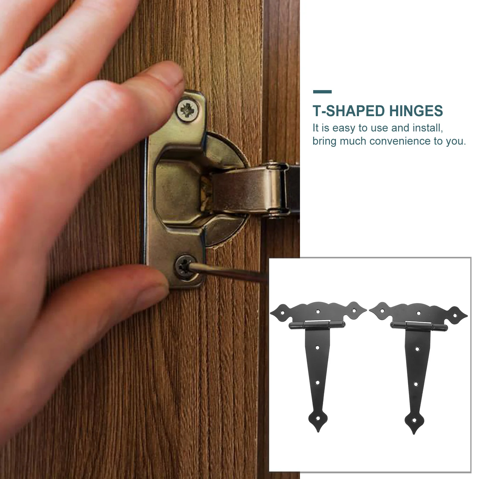 

2Pcs Door Hinges T-Shaped Heavy Duty Iron Furniture Hardware Cabinet Wardrobe Bookcase Parts T-Shaped Hinges Gate Hinge