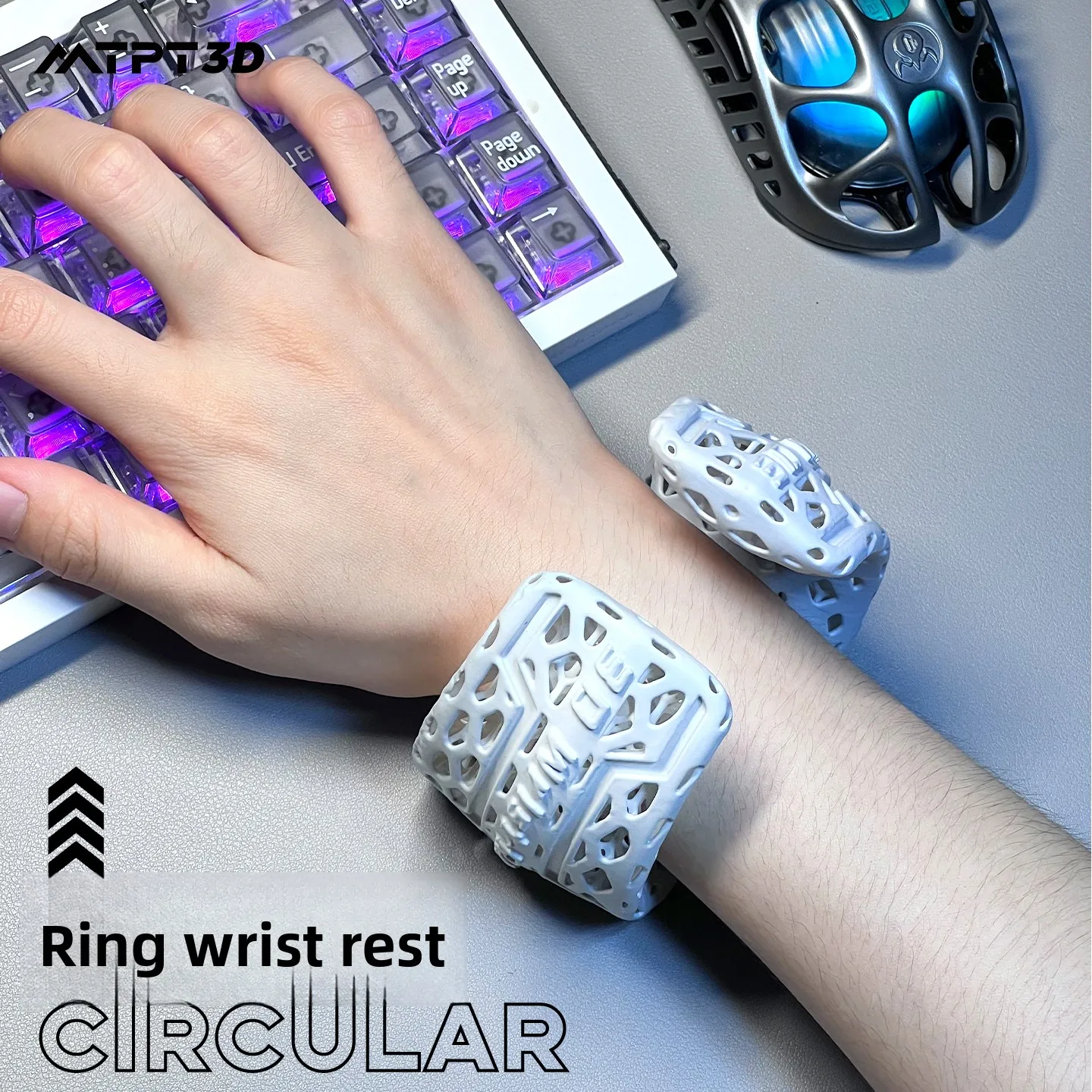 Wrist Rest Ergonomic - ถาดวางมือแบบวงกลมที่พิมพ์ด้วยเทคโนโลยี 3 มิติ ออกแบบตามหลักสรีรศาสตร์ ป้องกันเหงื่อและกันลื่น ช่วยลดอาการปวดข้อมือ