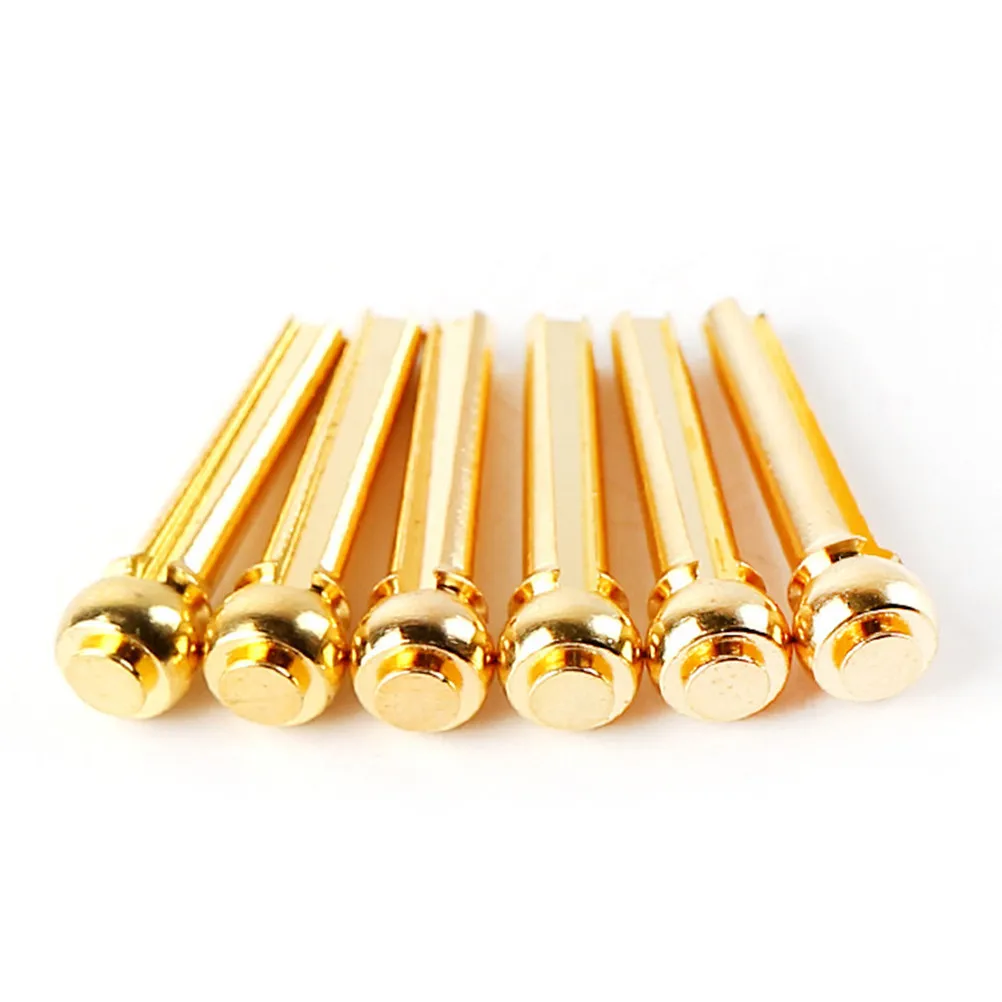 6Pcs Pure Copper Guitar Bridge Pins Premium Brass Acoustic Folk Guitar Replacement String Studs Metal Bridge Pin Set Enhanced