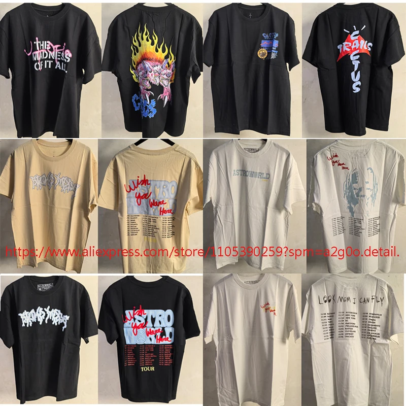 Cactus Jack Tee - Camisetas Casuais de Verão Oversize Cactus