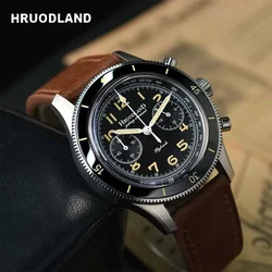 Hruodland Luxury Fashion Men's Quartz Chronograph F019 VK64 Sapphire Leather Stainless Steel luminous waterproof watches for men