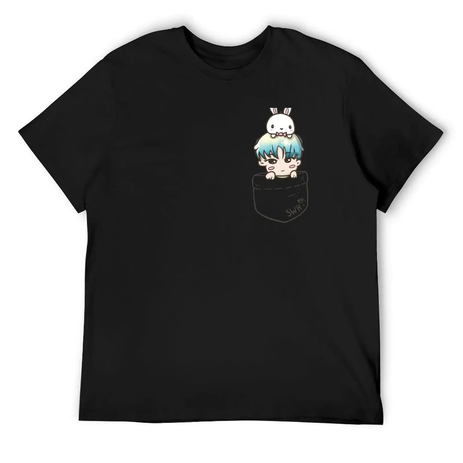 

Monsta X Wonho & Bunny in pocket T-Shirt vintage Funny t-shirts custom t shirt Blouse mens graphic t-shirts anime