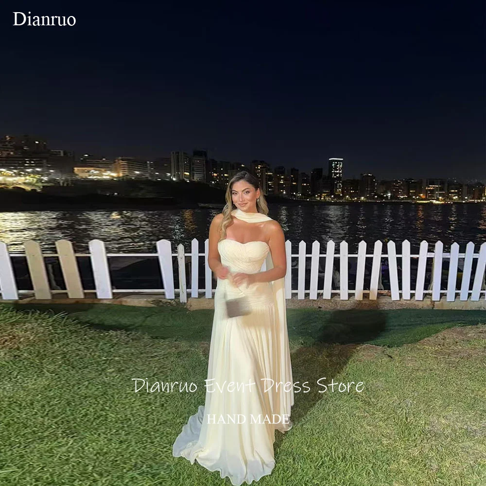 

Dianruo Ribbons Ruched Evening Dresses Floor Length Strapless Party Gowns Elegant Chiffon Dresses For Women 2025 Customized