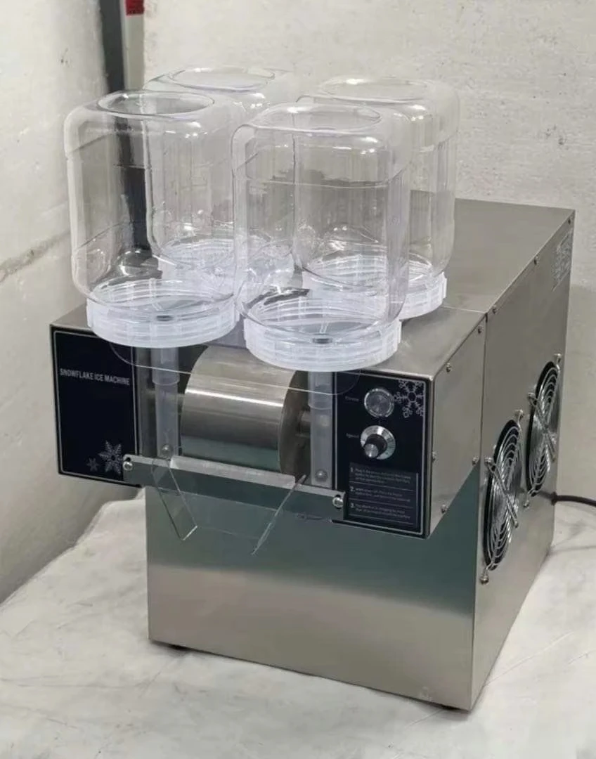 New Design 120KG/24H Air-cooled Snowflake Ice Machine Small Snow 4 Flavors Snow Ice Bingsu Shaver Smoothie Crusher 110V 220V