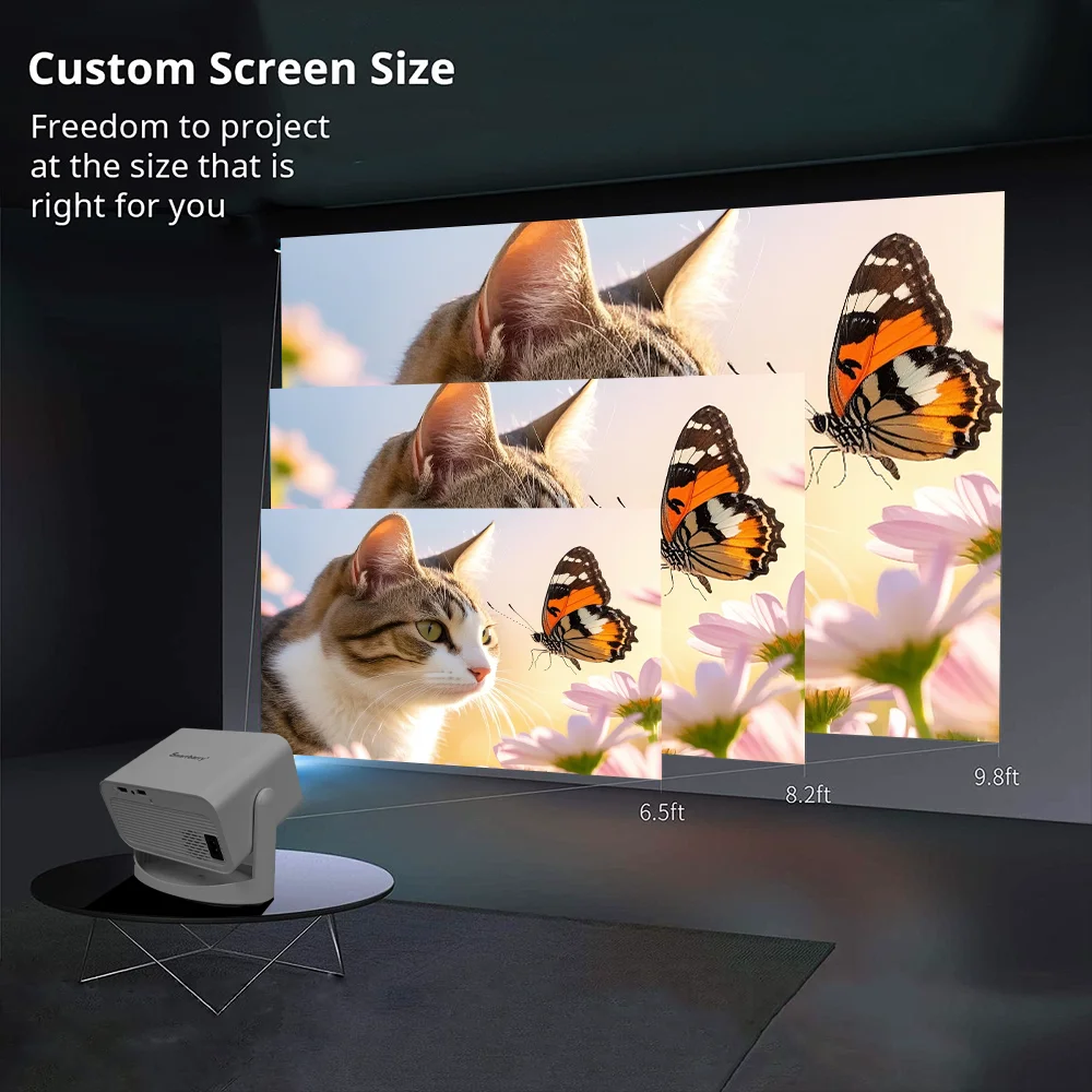 KaiAqua HT23 Plus 4K Native Portable Projector 1080P Auto Focus Keystone Correction BT5.2 Android 11 WIFI6 360° Home Cinema