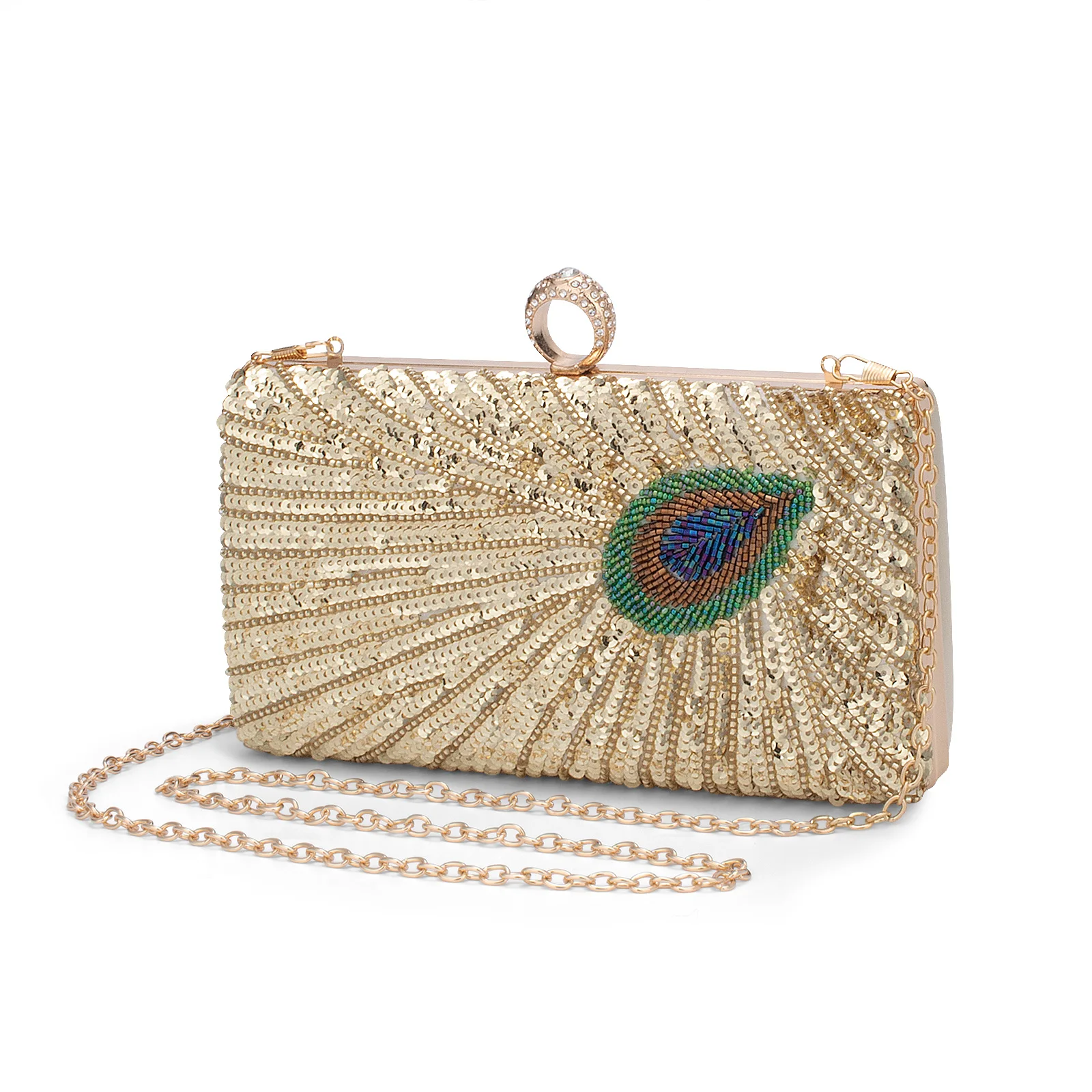 

Women's Evening Clutch Bag Party Purse Luxury Wedding Clutches Crystal Ladies Glitter Gradient Sequins Beading Handbag