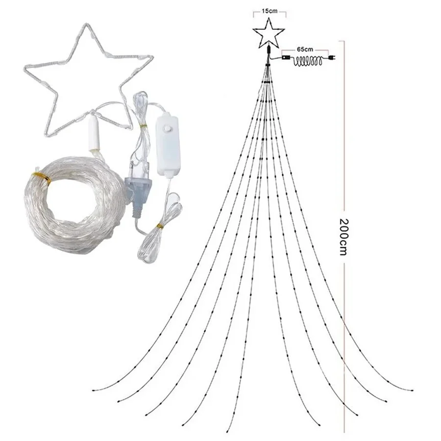 Светодиодный Рождественская елка светильник "Водопад" 9*2 м наружная садовая гирлянда со звездами, 8 режимов, сказочные огни в виде сосулек Для Новогоднего декора