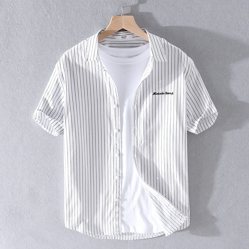 

QQ men's high-quality cotton 2024 new boutique fashion handsome trend all casual short-sleeved shirt men's cotton shirt