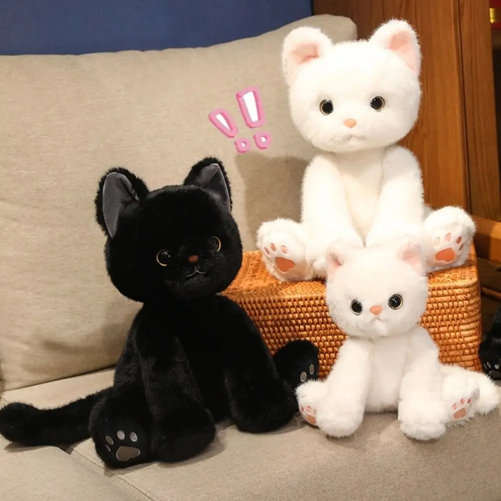 

Sitting Cat Plush Toy Big Eyes Fluffy Cute Animal Plush Doll Stuffed Thick Paw Soft Cat Plush Pillow Valentine's Day Gifts