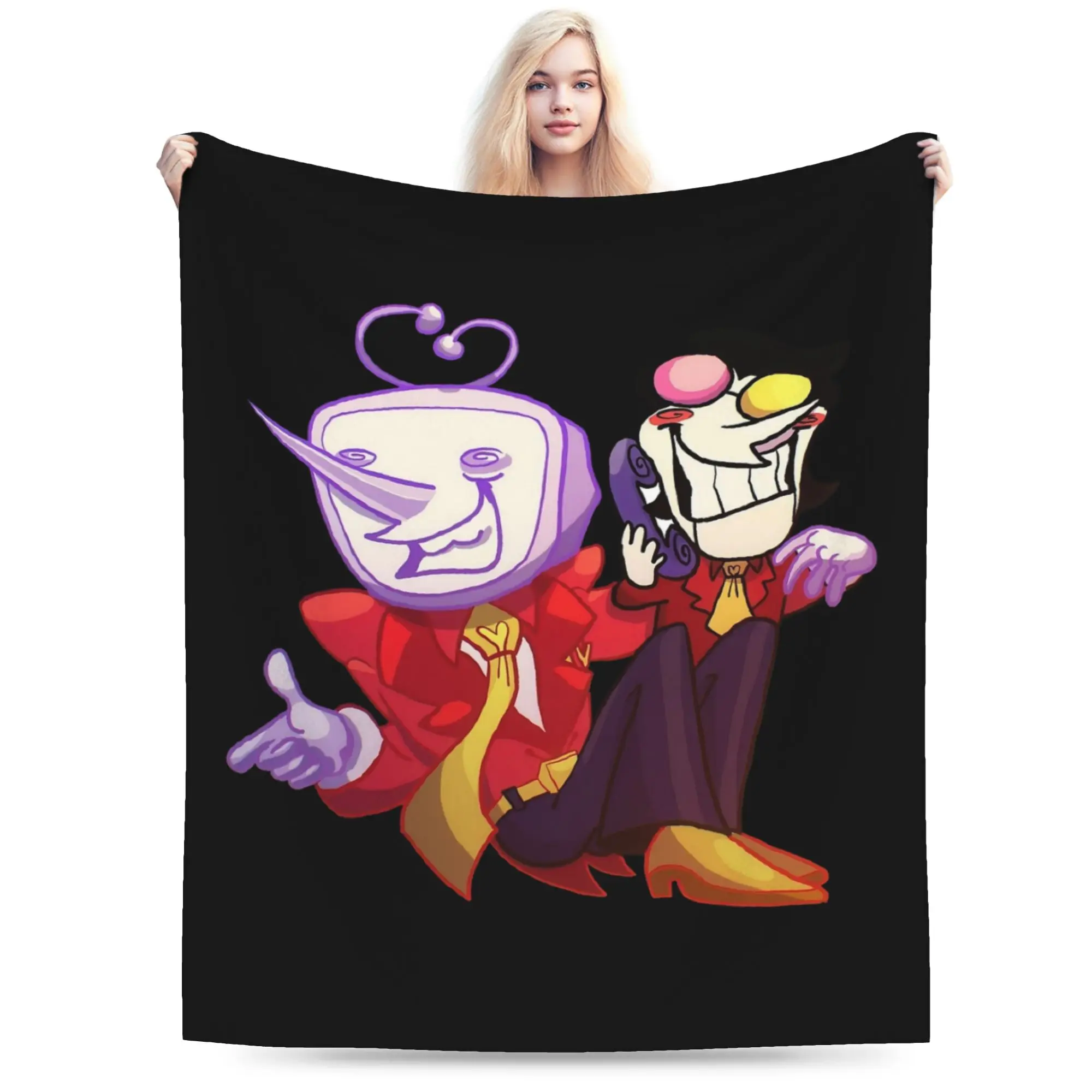 

Deltarune Spamton and Tenna Blanket Velvet Printed Multifunction Lightweight Throw Blankets for Bedding Bedroom Bedspreads