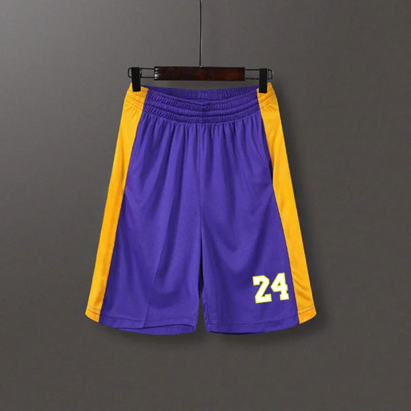 Sommer-Sonderangebot Herren Lila-Gelbe Basketball-Shorts mit Seitenstreifen, Atmungsaktives Mesh-Gewebe, Elastischer Bund, Fünf-Punkt-Shorts – Detail 10