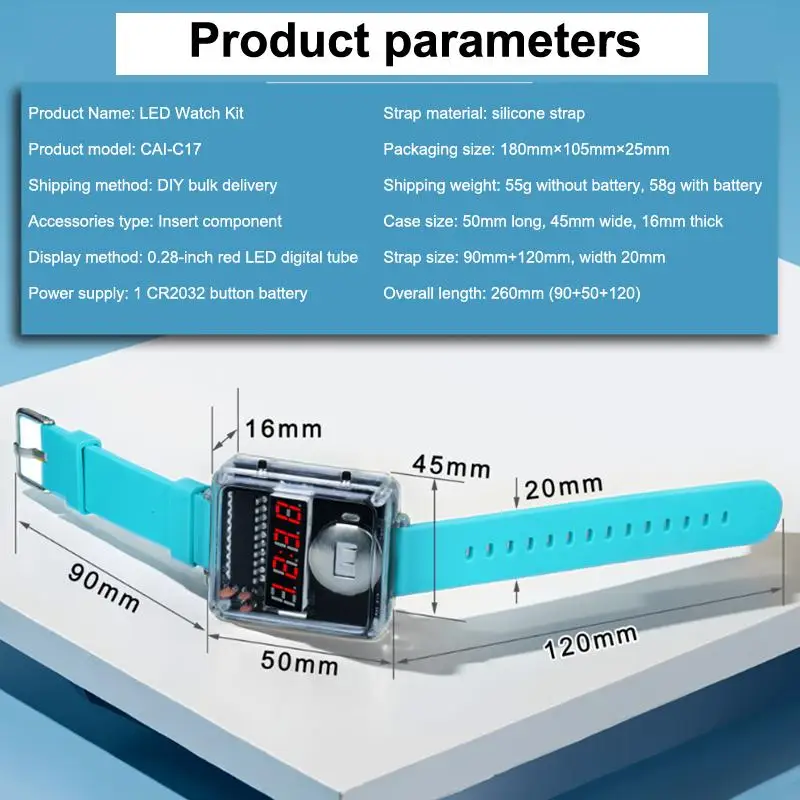 1Set DIY Elektronische Uhr Kit LED Digital Rohr Display Kreative Löten Projekt Transparent Fall DIY Kit (Ohne Batterie)