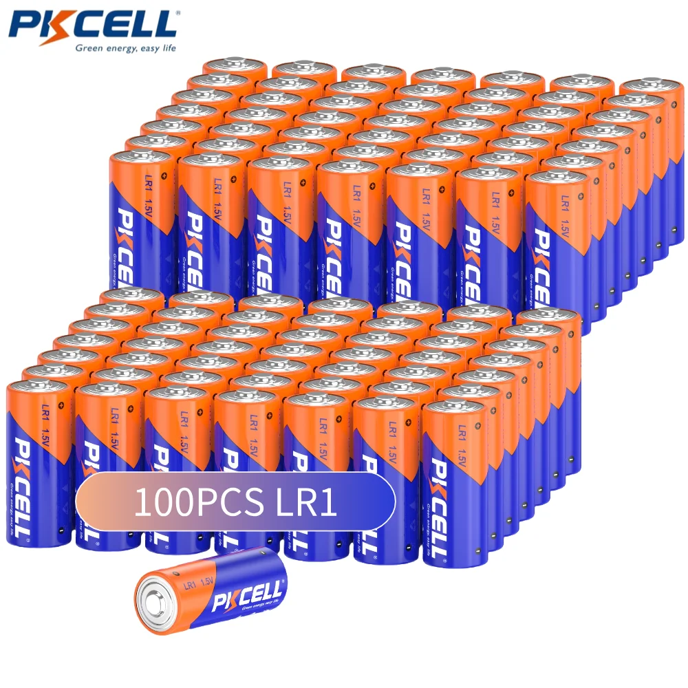 

PKCELL 100PCS 1.5V N Size Alkaline Battery MED LR1 E90 MN9100 910A LR1SG 4001 Batteries For Walkman Toy Clock Doorbell