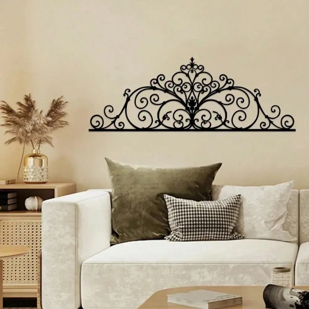 **Bohemian Metal Wall Art 2-Pack, Laser Cut Floral Scroll Decor Vintage Hanging Accents Gift**
