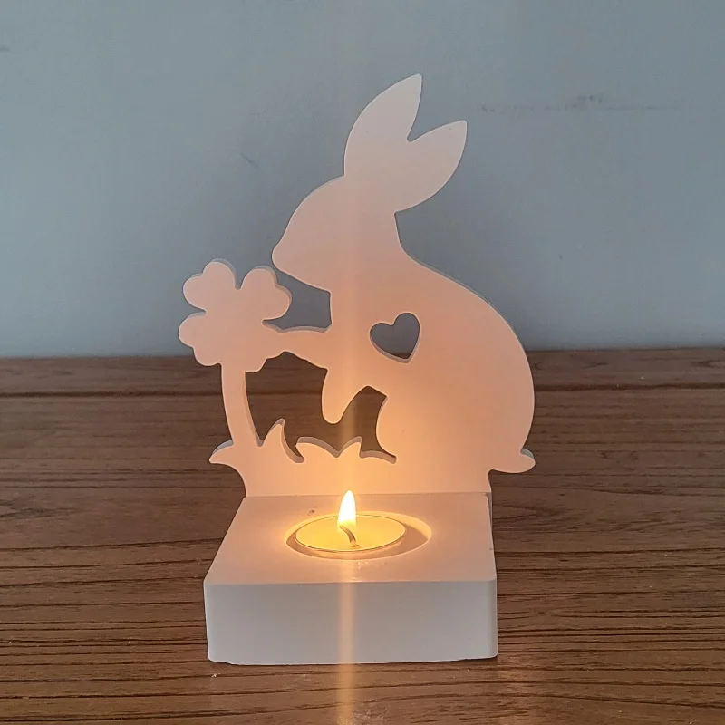 Kaninchen Klee Einsatz Kerzenhalter Harz Fallform DIY Kerzenhalter Silikon form Home Decoration Lagerung