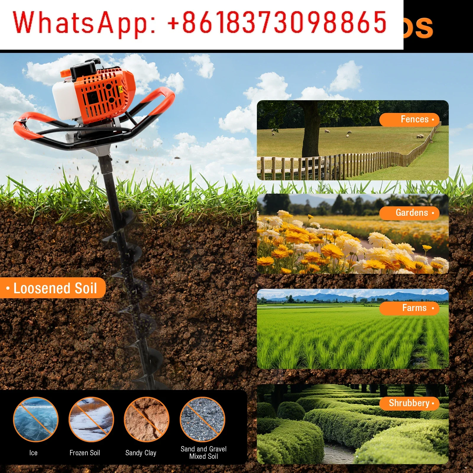 Broca de cerca de solo alimentada a gás 52CC com 3 bits