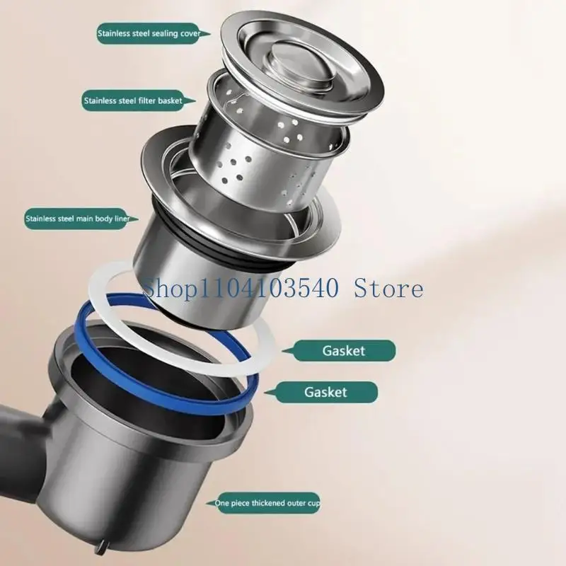 02DC Large Single Bowl Kitchen Sink Integrated Drain Stopper Simple Install for Home
