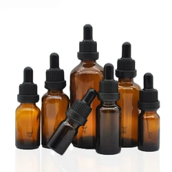 12Pcs/lot Brown Amber Glass Eye Dropper Bottle Refillable Essential Oil Aromatherapy Pipette with Big Anti-theft Cover