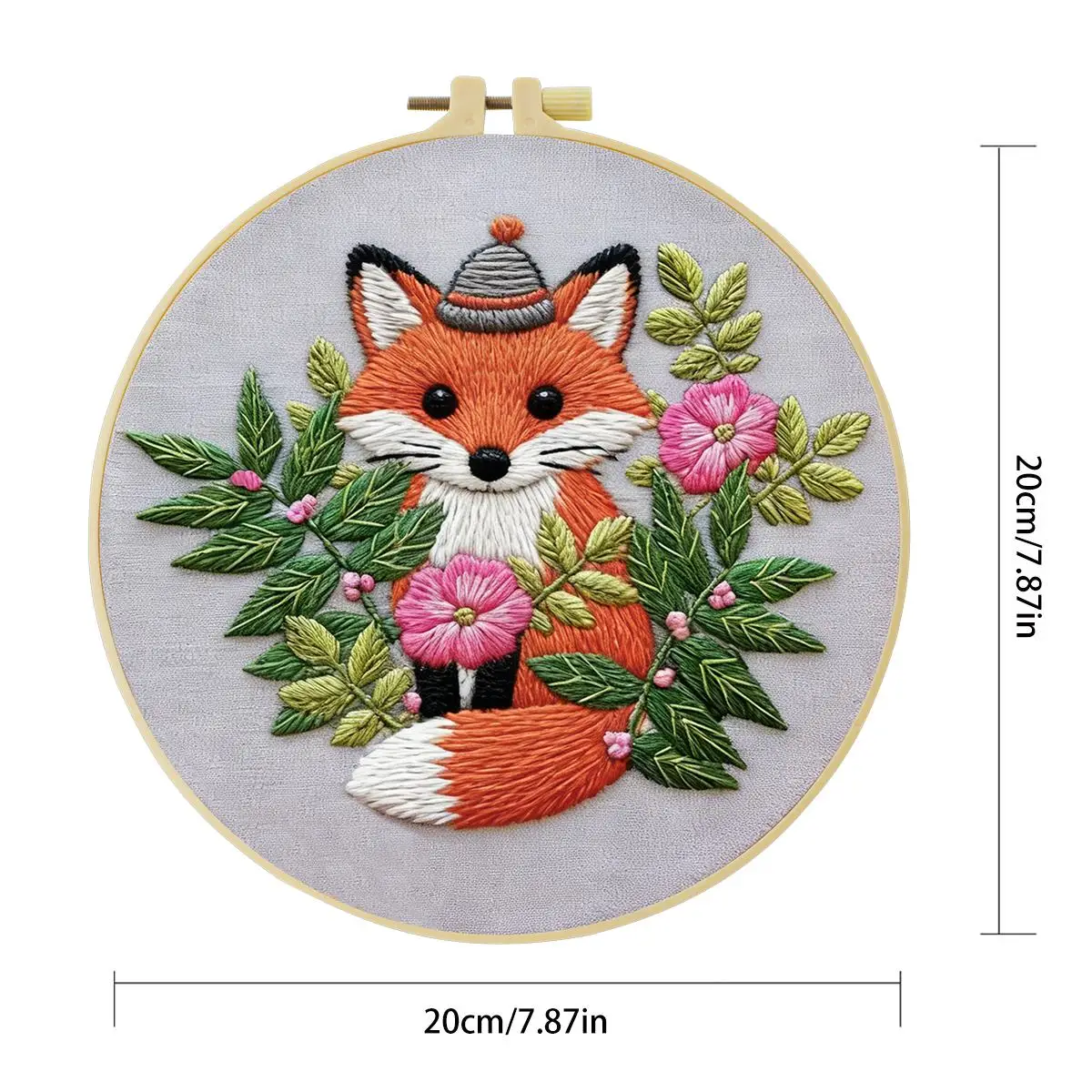 1 Stück 20X20CM/15X15CM 7,87/6,3 Zoll Fuchs-Stickerei-Starter-Kit DIY-Kit DIY-Stickerei-Set Handarbeiten Malerei Nadelkunst – Detail 4