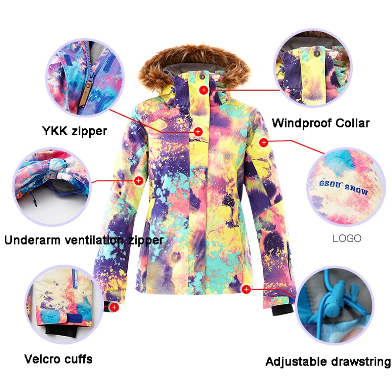 Ski Suit Women\'s Winter Warm Ski Jacket Ski Pants Windproof Waterproof Skiing Snowboard Jacket Trousers Outdoor Sports Snow Suit