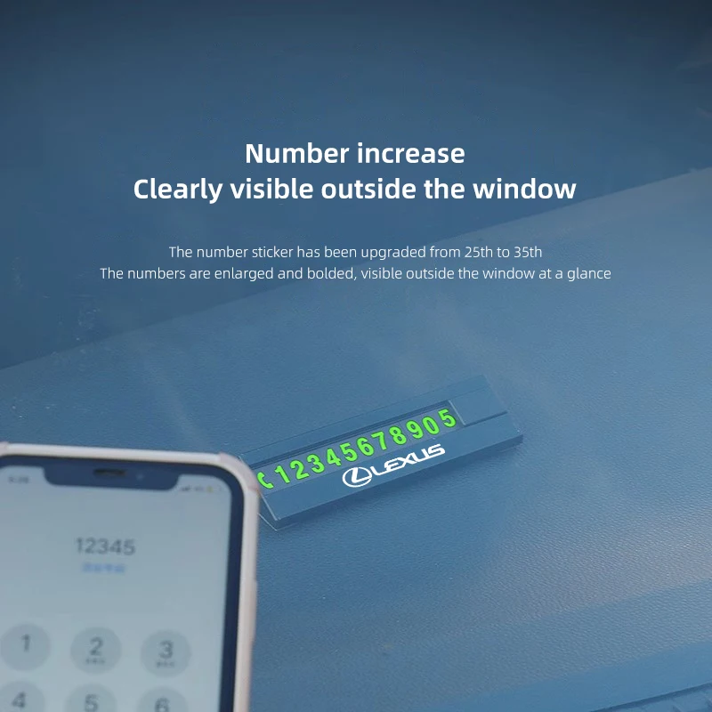 بطاقة ركن السيارة المؤقتة لوحة رقم الهاتف Noctilucent لكزس FSPORT LBX NX RX 350h 450h ES UX 300e GS GX IS LS LX CT #6