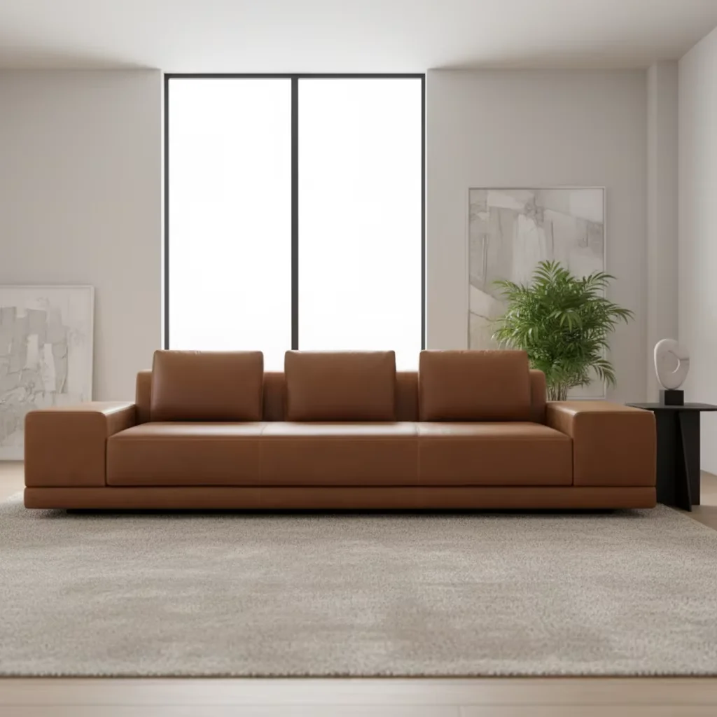 # Hot Sale Italian Style Living Room Furniture Convertible Wide Arm Leather Sofa