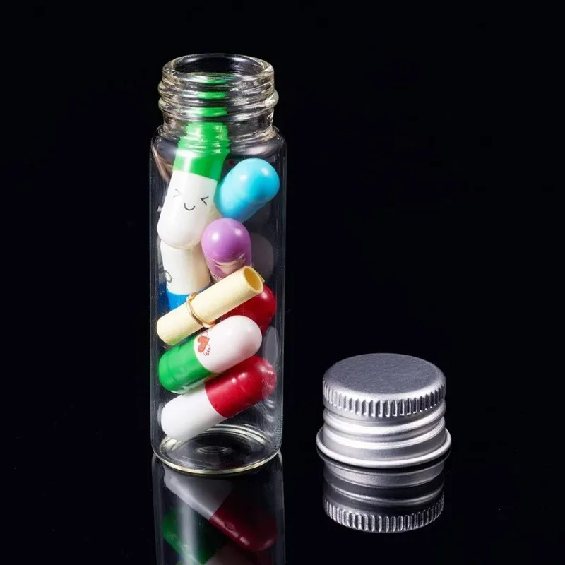20 Pack 15ml/0.5oz Glass Bottles Sample Vials with Screwed Aluminum Caps for Wishing Message Bottle Sample Liquid Arts & Crafts