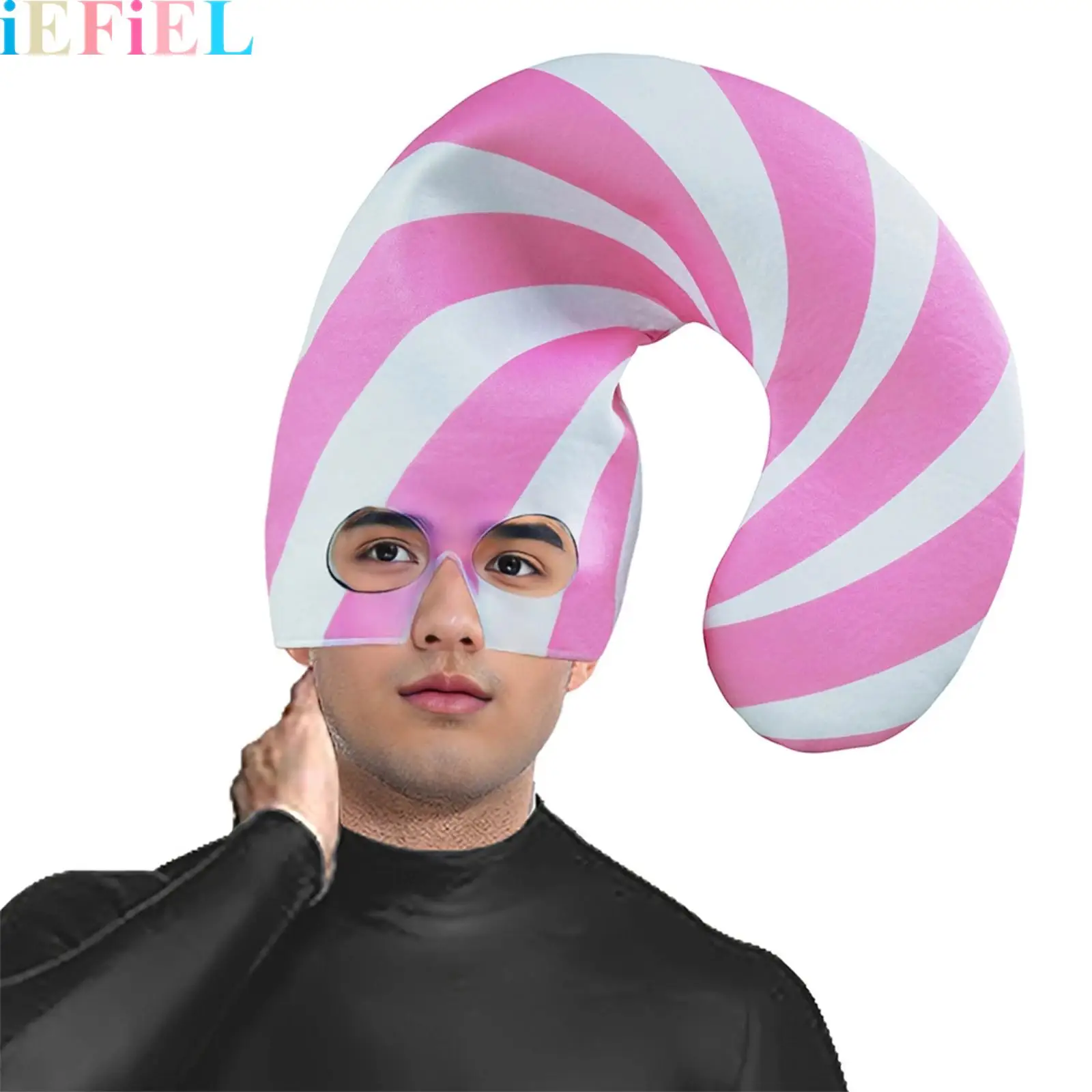 

Christmas Face Cover Elf Hat Candy Cane Hat Funny Striped Headwear for Xmas Parties Stage Performance